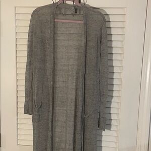 The Fisher Project Long Button Down Chic Heather Gray Open Front Cardigan